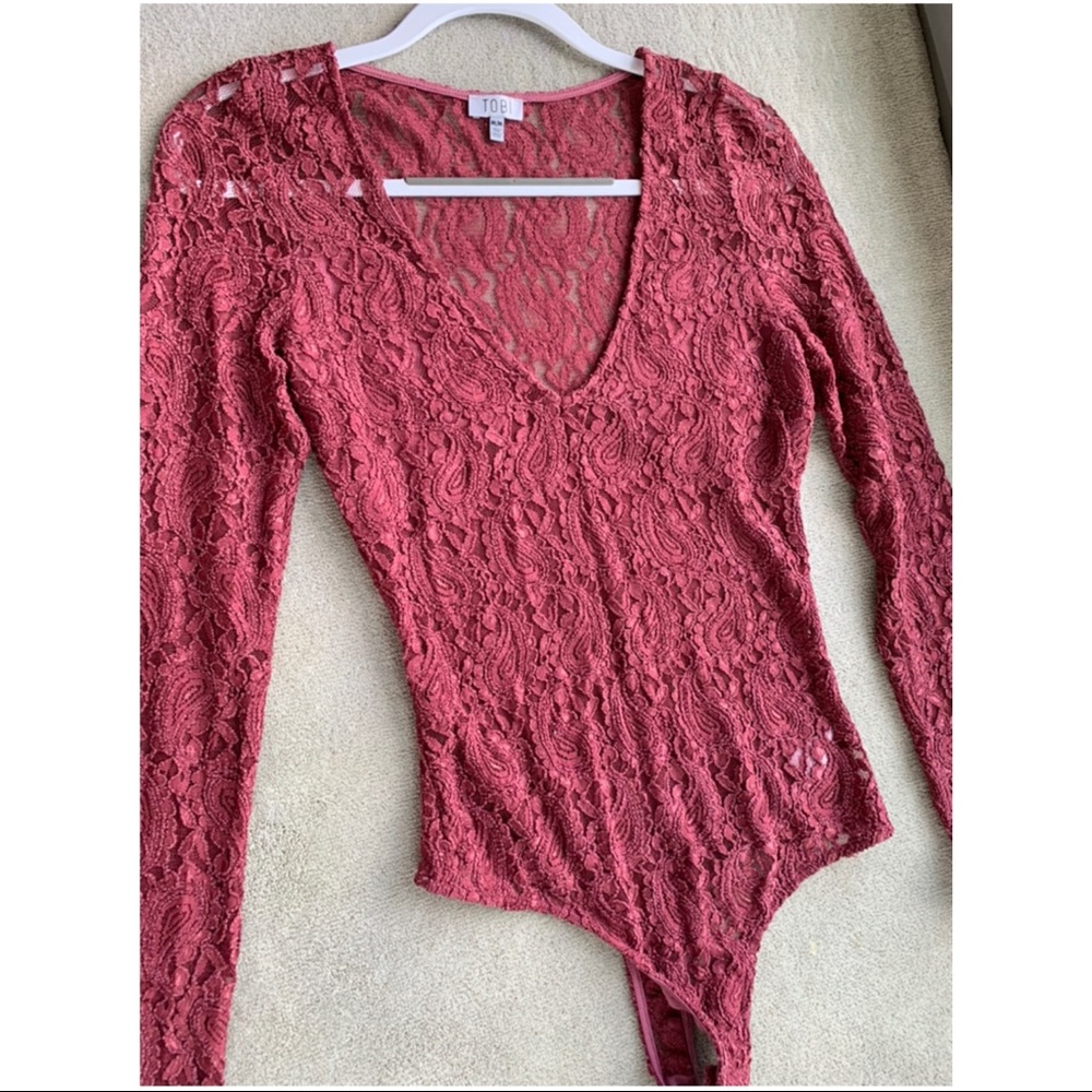 Dark Pink Lace Bodysuit from Tobi! Size M!